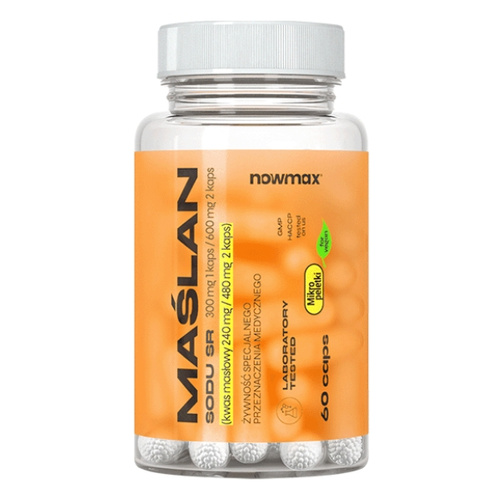 nowmax® Maślan Sodu SR 300mg 80% kwas masłowy 60 kaps