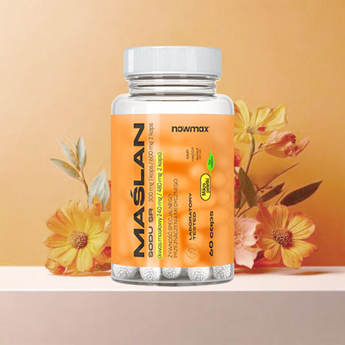 nowmax® Maślan Sodu SR 300mg 80% kwas masłowy 60 kaps